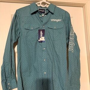 Wrangler Blue Patterned Button-Up Shirt